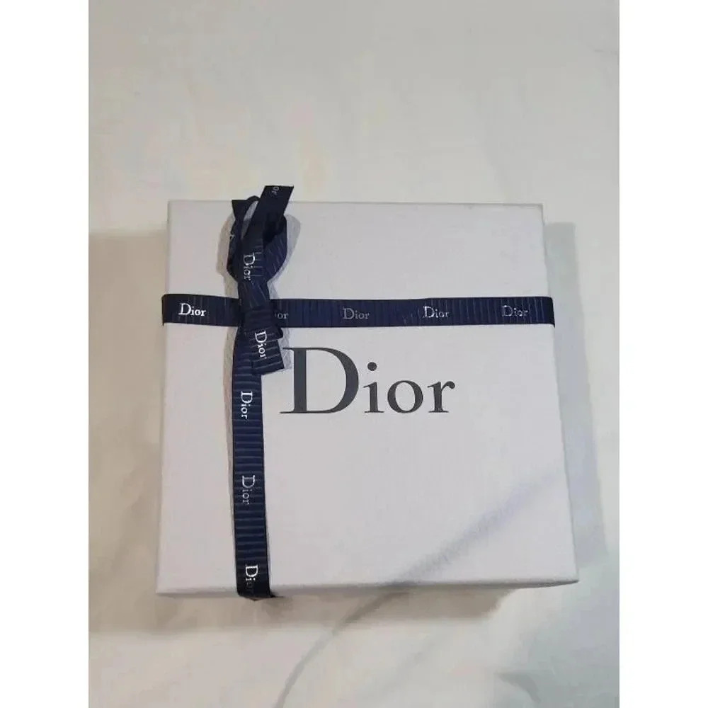 Dior Empty Luxury Shoe Gift Box White Blue Bow Ribbon Cardboard 8.5" x 8…